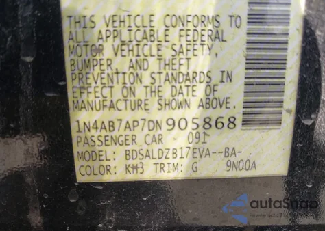 2013 Nissan Sentra Sv z USA, uszkodzony, nr VIN 1N4AB7AP7DN905868